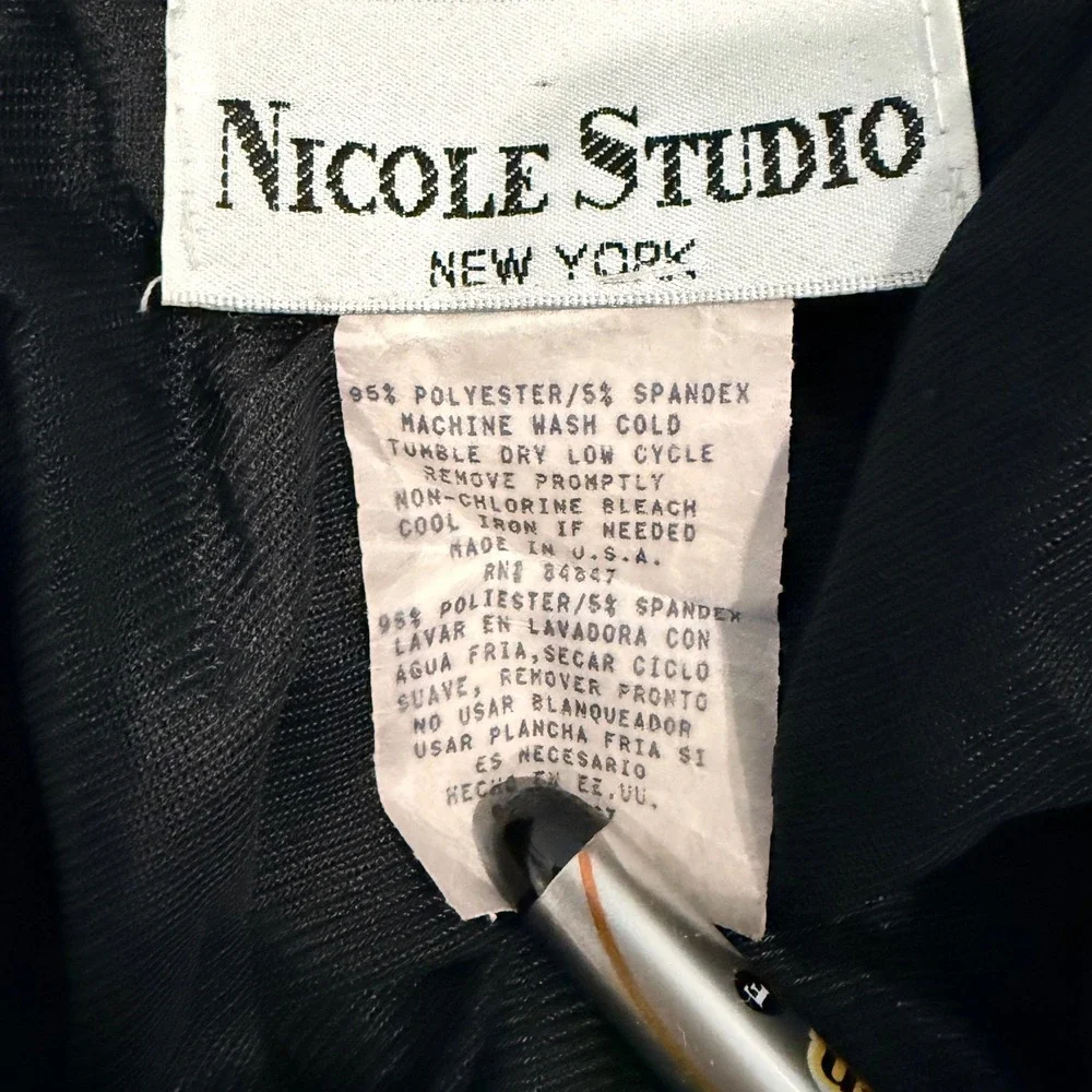 Nicole Studio New York VTG Navy Blue Portrait Collar Dress Size 10 Made in USA